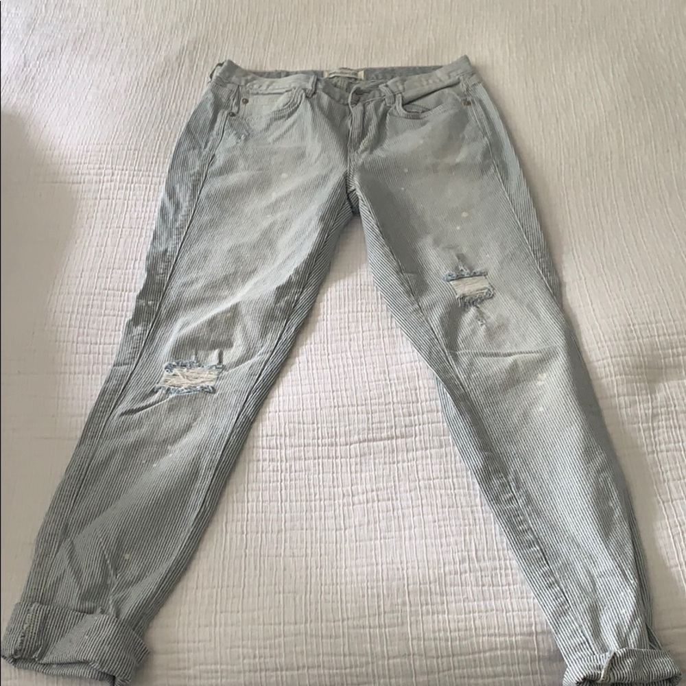 Madewell distresses pinstripe Jeans